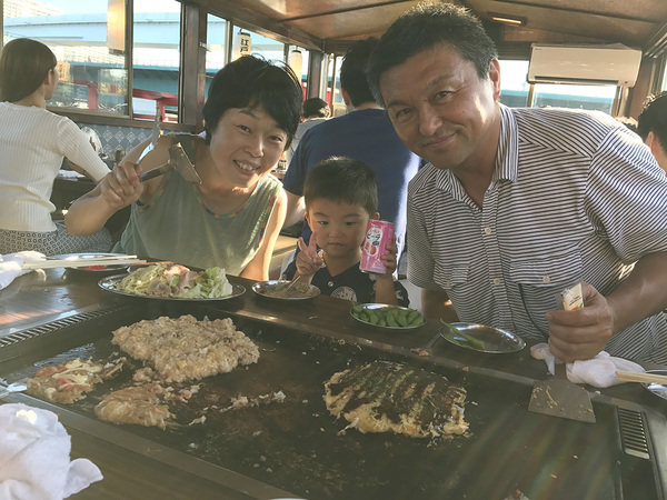 夕焼けのお台場をみながらもんじゃ焼きを食べまくる~!
